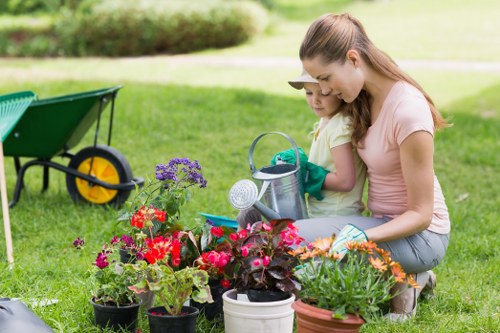 Inspection of landscaping by a gardening team